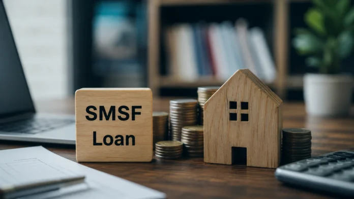 Wooden SMSF loan block beside a model house, coin stacks and financial documents, illustrating the debate over SMSF borrowing and property investment rule